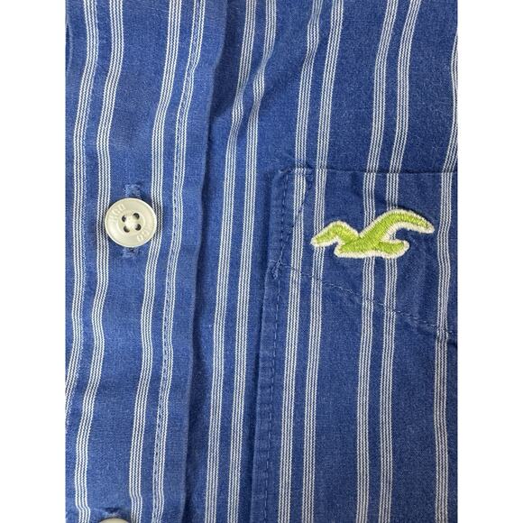 Hollister Men’s Surfer Cut Long Sleeve Striped Shirt S Button Front Y2K Beachy - Picture 3 of 10